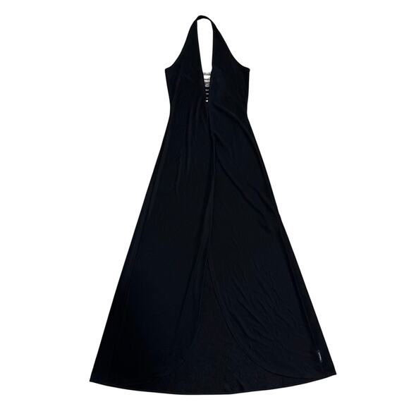 Gianni Versace Couture Y2K Black Halter Evening Gown Rhinestone Side Slit Dress - Picture 2 of 15